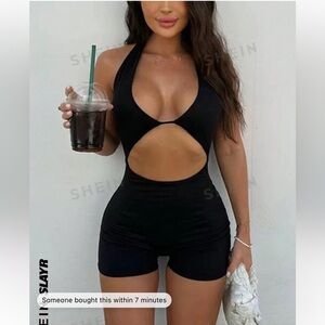 Women's Halter Neck Hollow Out Skinny Romper